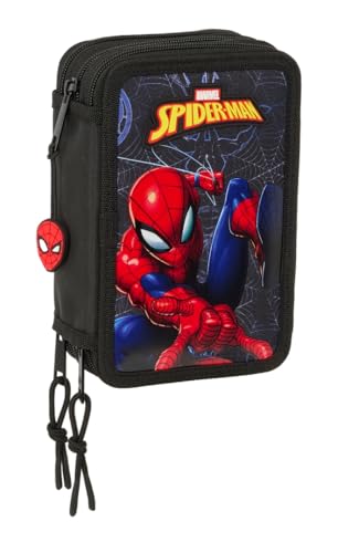 safta Spiderman Attack Schulmäppchen mit 37 Utensilien, Kindermäppchen, ideal für Kinder von 5 bis 14 Jahren, bequem und vielseitig, Qualität und Widerstandsfähigkeit, 12,5 x 5,5 x 19,5 cm, Schwarz, safta Spiderman Attack Schulmäppchen mit 37 Utensilien, Kindermäppchen, ideal für Kinder von 5 bis 14 Jahren, bequem und vielseitig, Qualität und Widerstandsfähigkeit, 12,5 x 5,5 x 19,5 cm, Schwarz, von safta