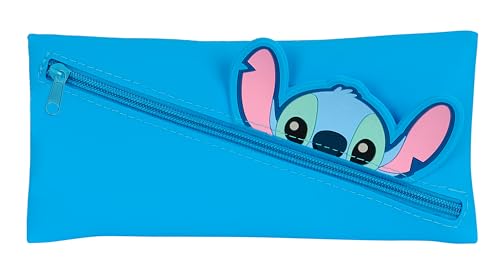 Stitch Caritas Federmäppchen, Federmäppchen für Kinder, ideal für Schulkinder, bequem und vielseitig, Qualität und Widerstandsfähigkeit, 22 x 1 x 11 cm, Blau, blau, Estándar, Casual von safta