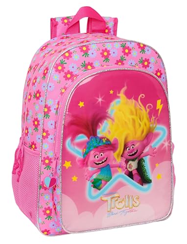 safta TROLLS 3 Schulrucksack Kinderrucksack Kinderrucksack Kinderrucksack Trolley anpassbar ideal für Kinder im Schulalter, bequem und vielseitig, Qualität u, Rosa, Estándar, Casual von safta