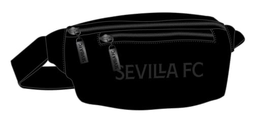 Safta Unisex Kinder Hüfttasche, 230 x 90 x 120 mm Sevilla FC Teen Bauchtasche mit Außentasche 230x90x120mm, Schwarz von safta