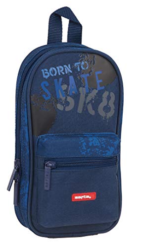 SAFTA Unisex-Kinder M847 Kulturbeutel mit 4 Etuis, Marineblau, 120x50x230 mm von safta