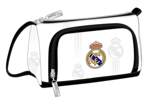 Safta, Federmäppchen mit aufklappbarer Tasche, Real Madrid 1. Ausrüstung 22/23, 200 x 85 x 110 mm, Unisex, Kinder, Schwarz und Weiß, Standard, Schwarz, Weiß, Estándar von safta