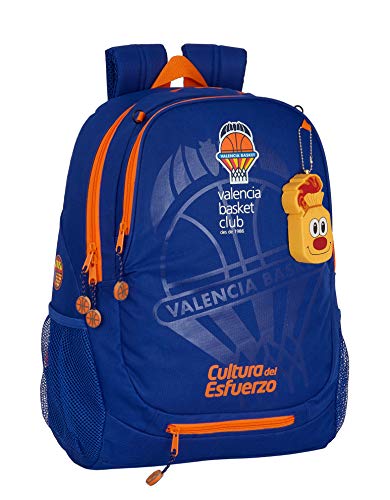 safta Valencia Basketball-Rucksack, anpassbar, Blau/Orange, 320 x 160 x 440 mm von safta