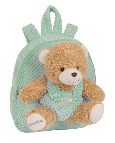 Safta - Vorschulrucksack mit Bär, Kindergartenrucksack, einfache Reinigung, ideal für Kinder, bequem und vielseitig, Qualität und Widerstandsfähigkeit, 23 x 7,5 x 27 cm, Türkis, türkis, Estándar, von safta