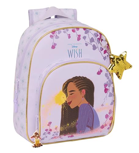 Safta WISH Kinderrucksack, ideal für Kinder unterschiedlichen Alters, bequem und vielseitig, Qualität und Widerstandsfähigkeit, 28 x 10 x 34 cm, Lila, Lila, Estándar, Casual von safta