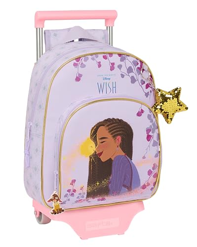 safta WISH Kinderrucksack mit Trolley 705, ideal für Kinder unterschiedlichen Alters, bequem und vielseitig, Qualität und Widerstandsfähigkeit, 28 x 10 x 34 cm, Lila, Lila, Estándar, Casual von safta