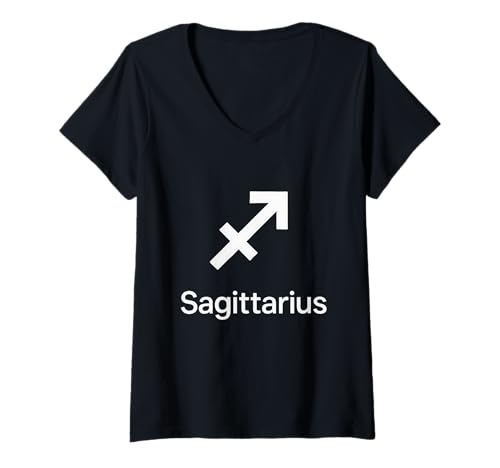 Damen Schütze Sternzeichen Minimale Grafik T-Shirt mit V-Ausschnitt von sagittarius zodiac fire sign arrow glyph Astrology