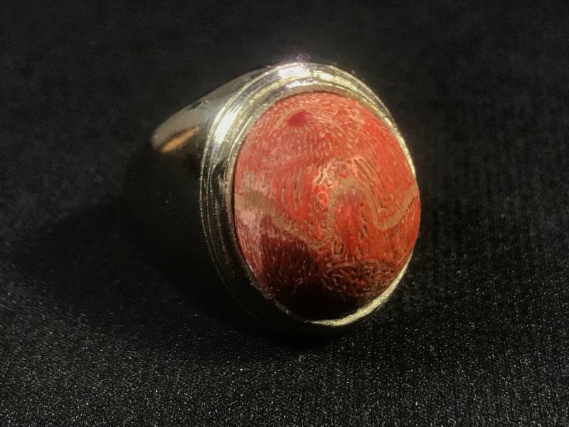 Natürliche Rote Koralle Cabochon Ring - 925 Sterling Silber, Us Größe 8, 5 von saharagems