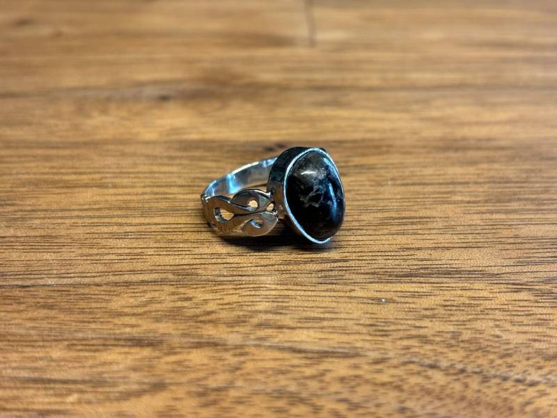 Obsidian Silberring - Schwarzer Obsidian Aus Java Indonesien in 925 Sterling Silber Gefasst Handgefertigt Unikat 4 G von saharagems