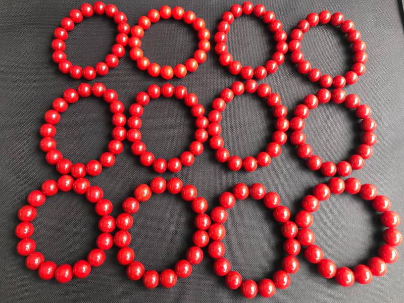 Rote Koralle Armband Polierte 13 Mm Edelstein Perlen, Unisex Schmuck von saharagems