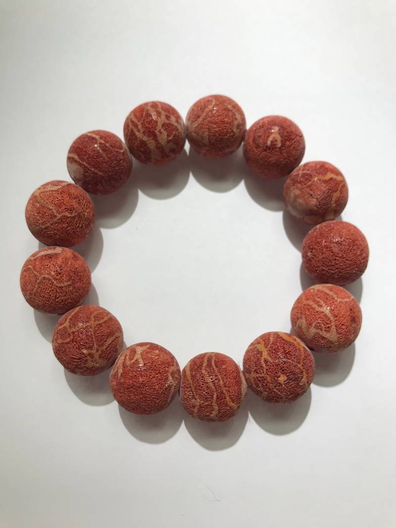Rote Koralle Armband 18 Mm Runde Edelstein Perlen, Unisex Schmuck von saharagems