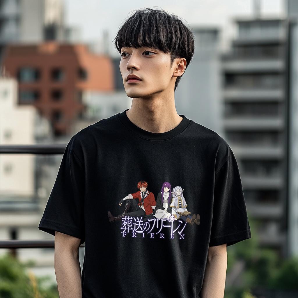 Anime Tshirt, T-Shirt, Sweatshirt, Streetwear, Eisblau, Frieren, Farn von saikolabsshop