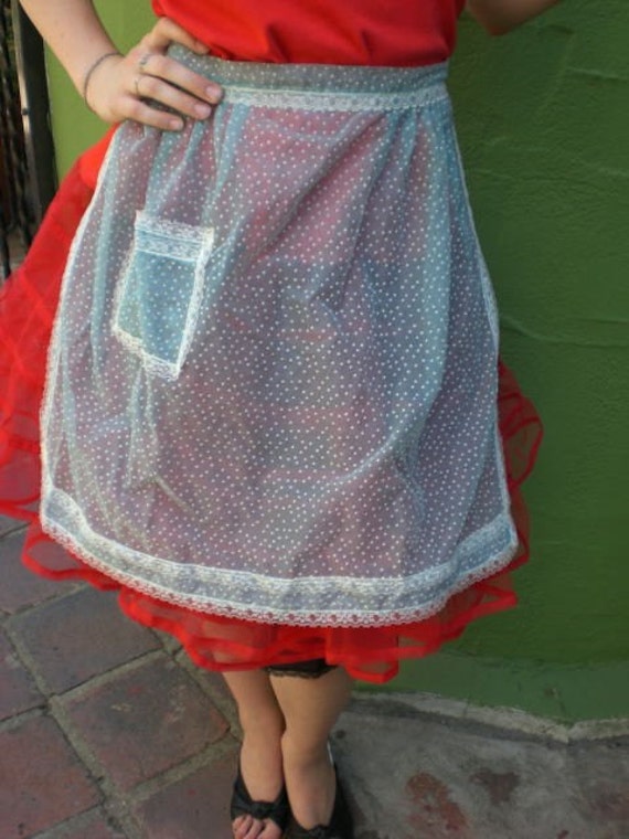 50Er Jahre Vintage Blaue Schürze Baby Blue Swiss Dot von sailorpinkvintage