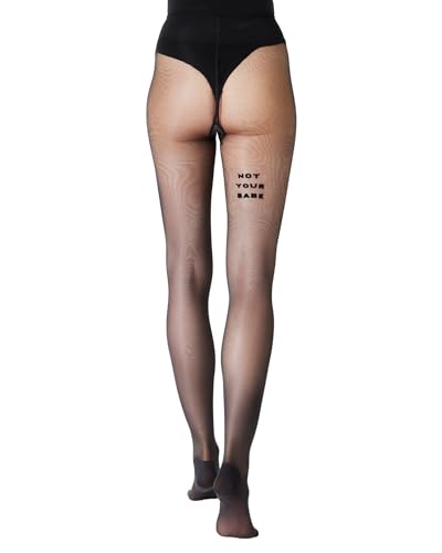 saint sass® | Not Your Babe Statement Strumpfhose | 40 DEN | Halbtransparent | Schwarz | XL von saint sass