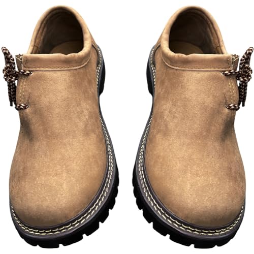 Lederhose Schuhe Herren Haferlschuhe Oktoberfest Schuhe Trachtenschuhe Herren Österreich Schuhe Lederschuhe Gr 41-47 (Standard, Hell Braun, 46) von sais