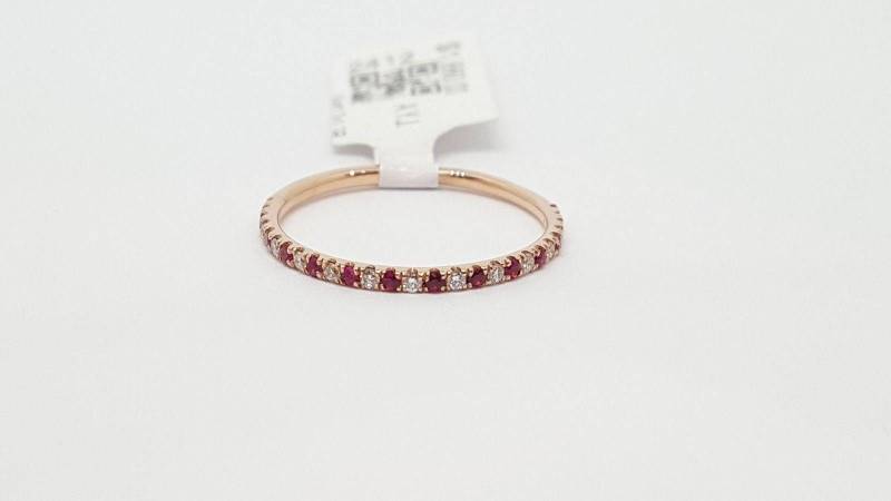 0.27 Tcw 14K Gelbgold Diamant Und Rubin Band Ring Enhancer Pave Halbe Ewigkeit von salehijewelry