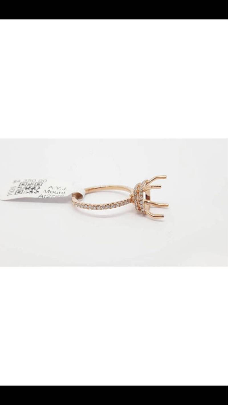 0.48 Tcw 14K Rose Doppelstab Semi Mount Verlobungsring Für Oval 10.12x7.54Solitaire Resereved For William von salehijewelry