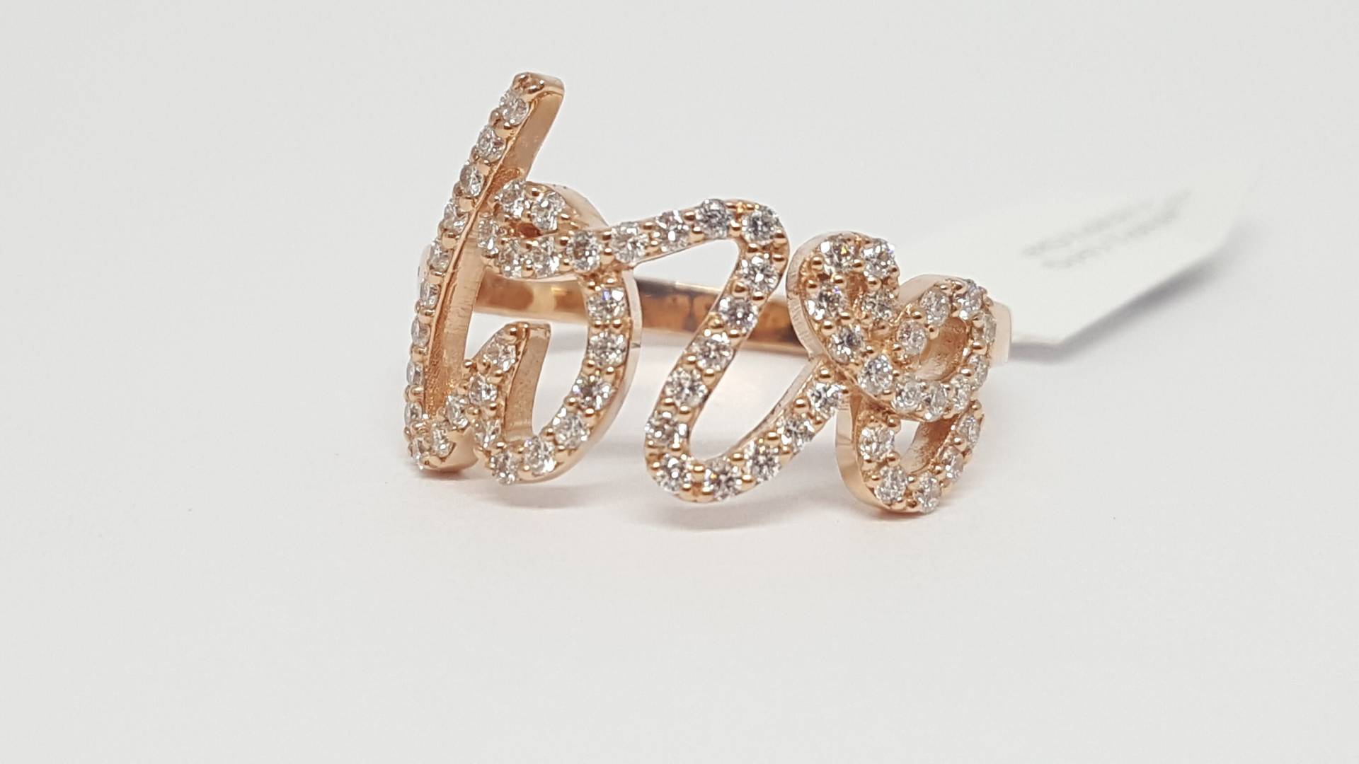 0.60 Ct 14K Gold Diamant Gebogen Liebe Mode Pave Ring Band von salehijewelry