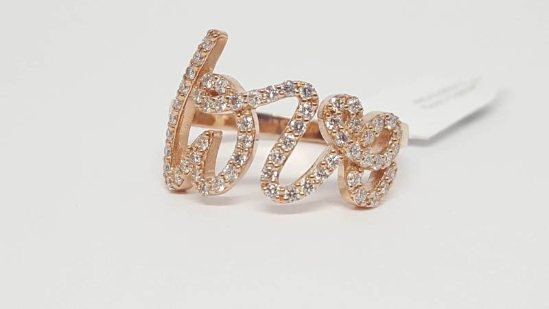 0.60 Ct 14K Gold Diamant Gebogen Liebe Mode Pave Ring Band von salehijewelry