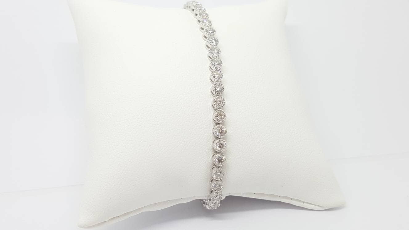 4.14 Tcw 14K Weißgold Diamant Tennis Armband 7 Zoll Fassung von salehijewelry