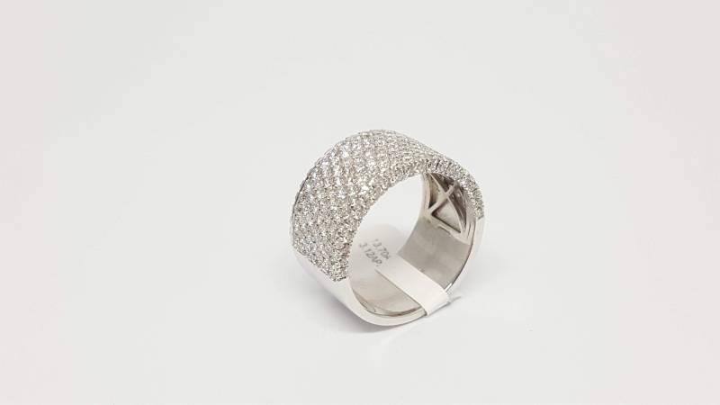 Unikat 3.12 Tcw 14K Weißgold Pave Breites Band Herrenring/Unisex 12, 6mm Breit von salehijewelry