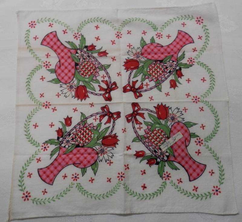Vintage Taschentuch Nie Benutzt 1940 Blumenkorb Design Vintage Taschentuch Nie Benutzt 1940 Blumenkorb Design von sallys4025
