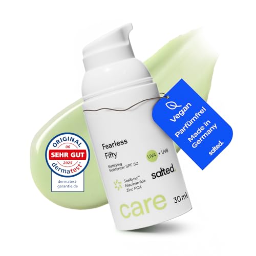 salted. FEARLESS FIFTY Anti-Pickel Fluid LSF50 | 30ml | Mit Niacinamid, Zink & Mikroalgen | Mattierende Tagespflege gegen Unreinheiten | Gesichtspflege Damen & Herren | Vegan | Parfümfrei von salted.