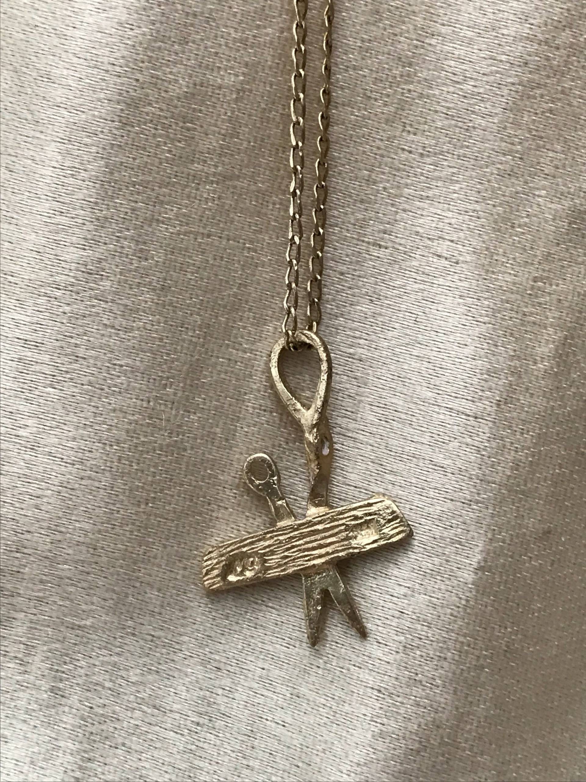 14 Kt Gold Friseur Charm Halskette/Kamm Und Schere von saltydogvintage