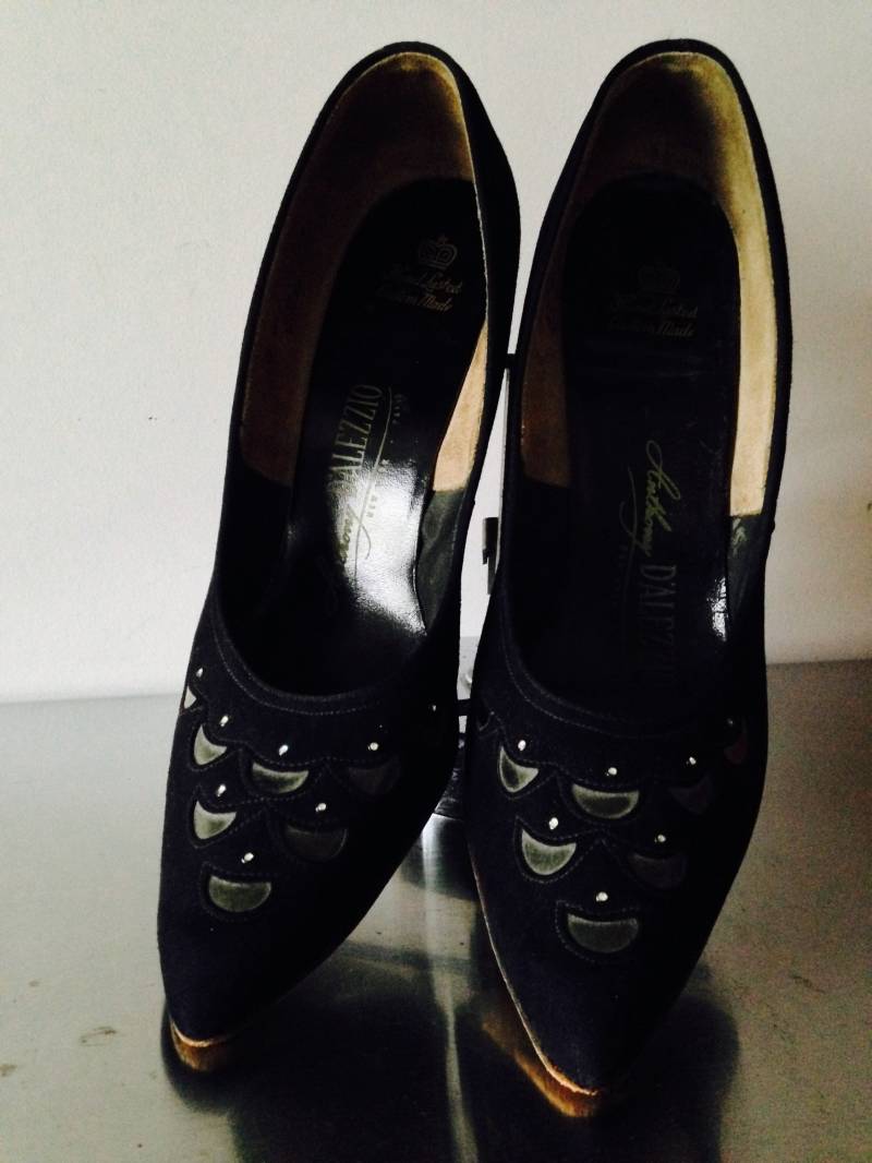 1960Er Vintage Antony D'alezzio Schwarze Wildlederpumps/Schuhe Custom Made Pumps 8 Aaa von saltydogvintage
