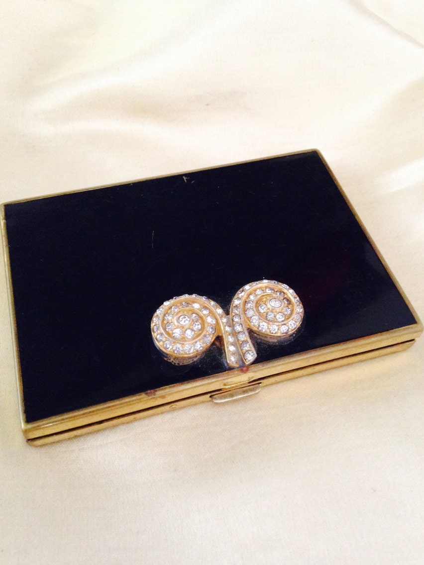 50Er Jahre Coro Schmuck Vintage Compact/Pulver Und Rouge Dekorative Kompakt von saltydogvintage