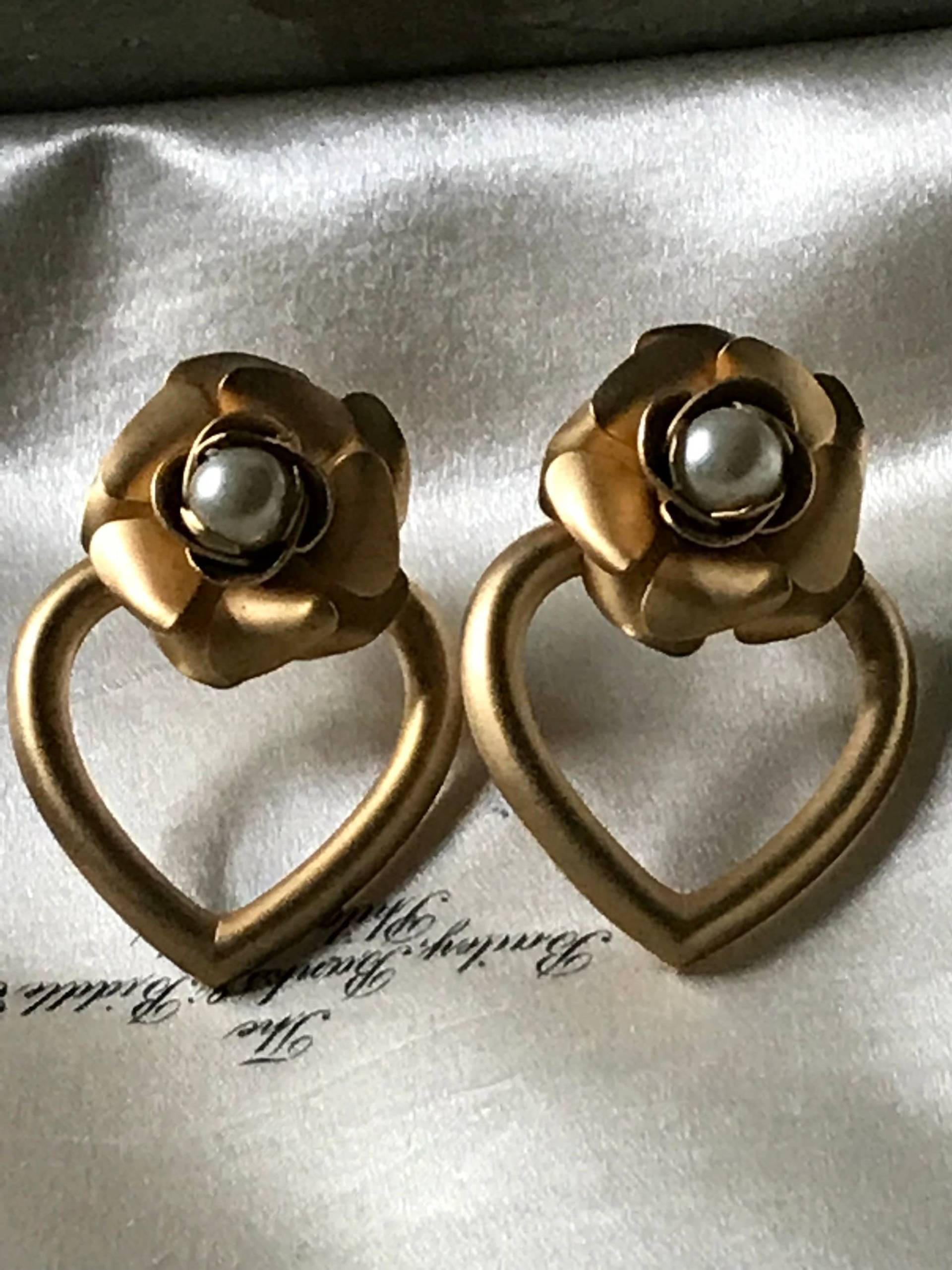 80Er Jahre Modeschmuck Ohrringe/Herz Ohrstecker von saltydogvintage