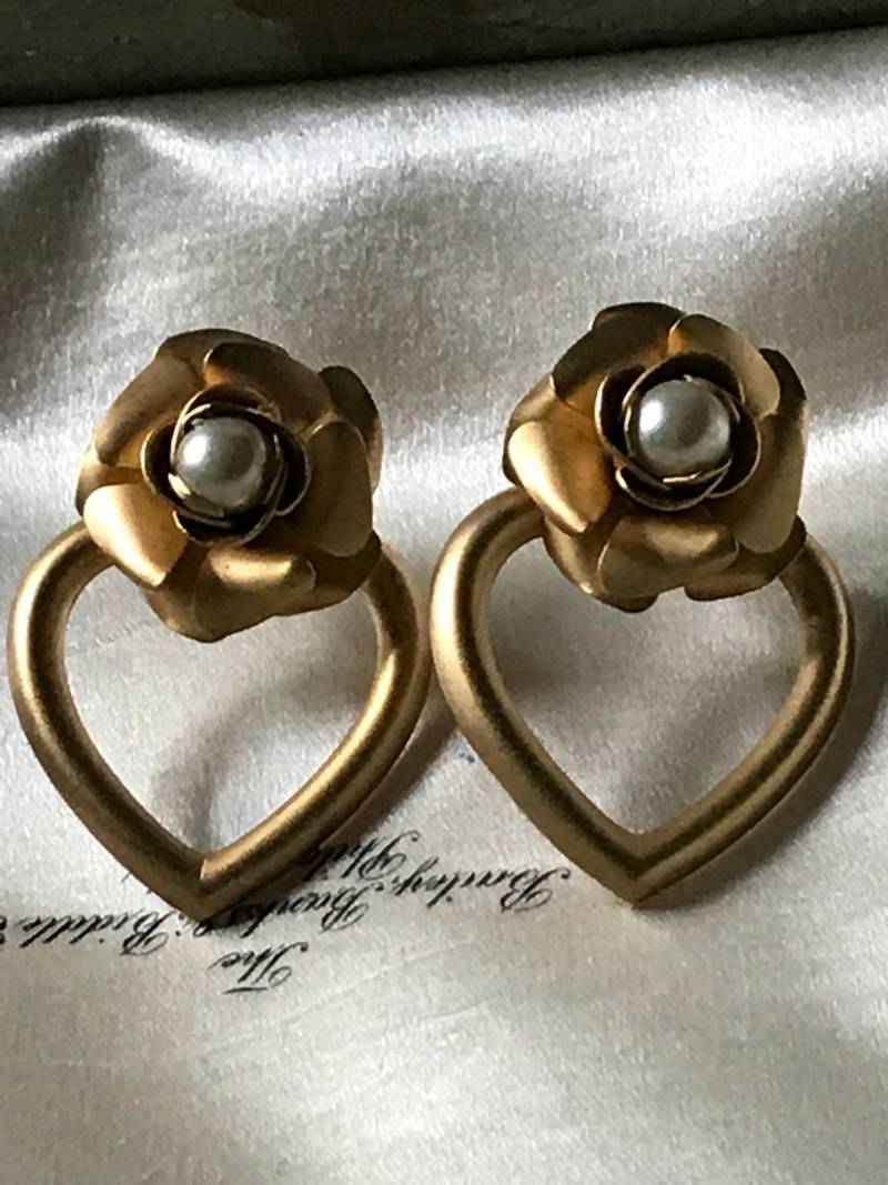 80Er Jahre Modeschmuck Ohrringe/Herz Ohrstecker von saltydogvintage