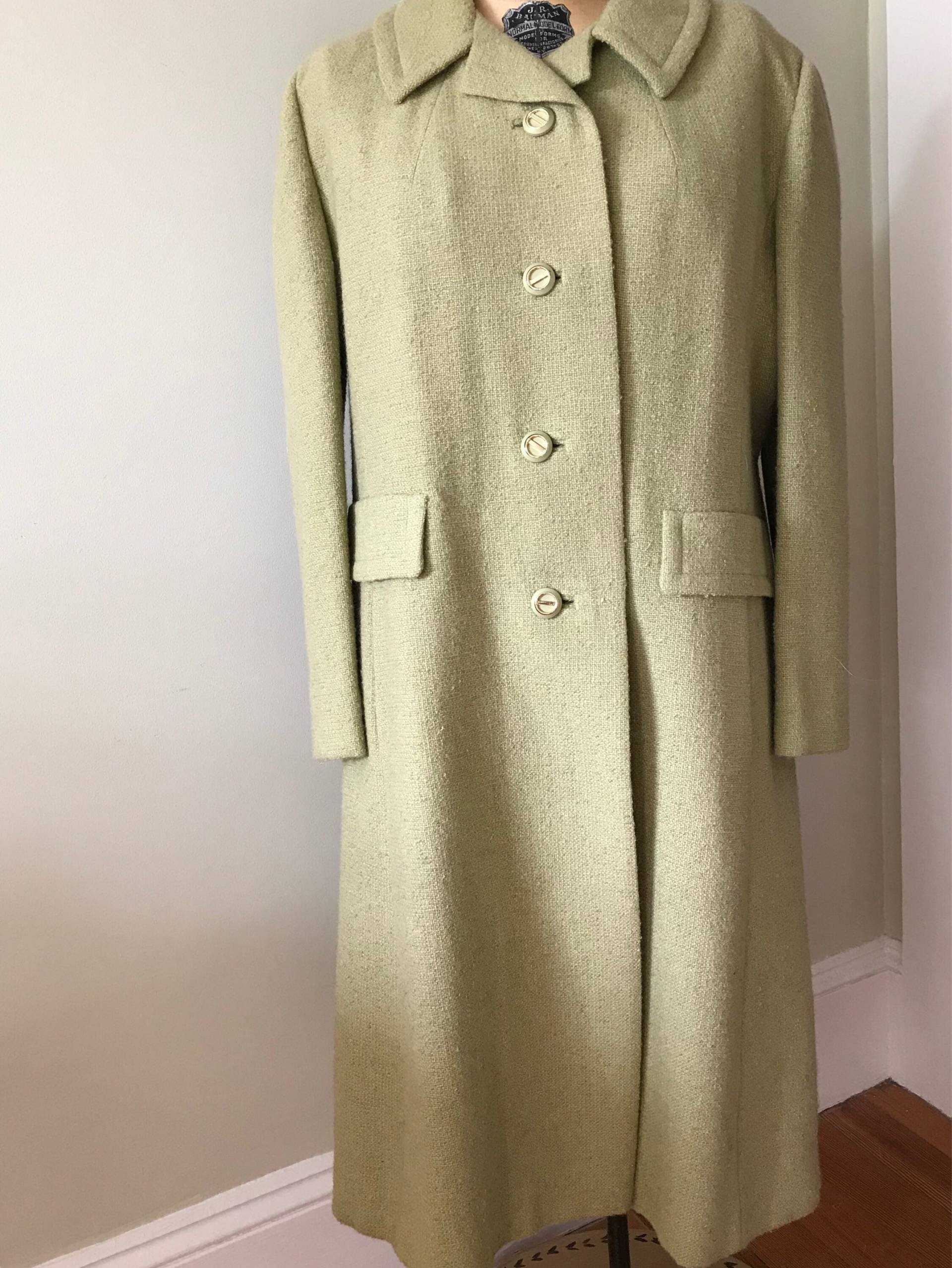 Damen Vintage Mantel/Frühlings-Gewicht Circa 1960Er Jahre Union Label - Made in Usa Celery Green Frühling Lord & Taylor Von Brynmoor von saltydogvintage