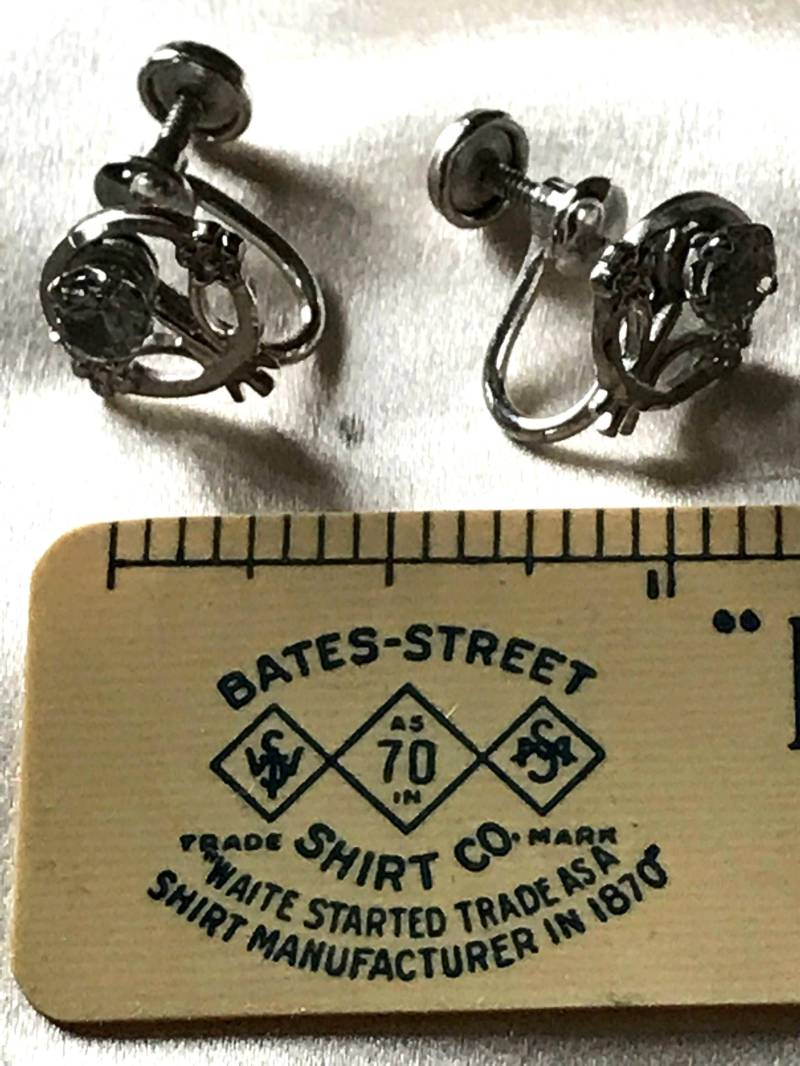 Damen Vintage Ohrringe/, Sterling Silber Und Strass Chip Modeschmuck von saltydogvintage