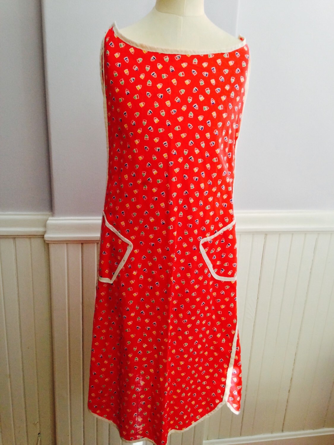 Deco Baumwollschürze/Landhaus Küchenschürze 1930Er Jahre Schürze von saltydogvintage