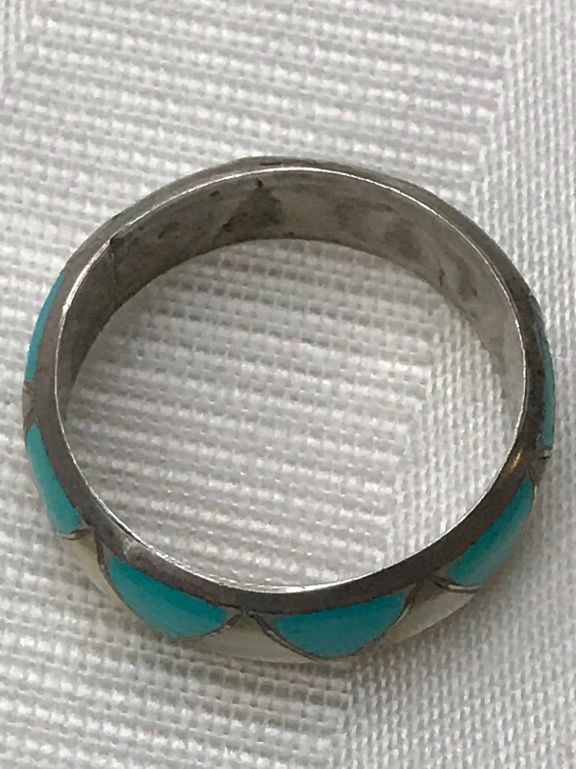 Herren Bandring Aus Sterlingsilber-Türkis Und Perlmutt/Herrenring Im Ureinwohner Stil Vintage Ring Herren Bandring Aus Sterlingsilber-Türkis Und Perlmutt/Herrenring Im Ureinwohner Stil Vintage Ring von saltydogvintage