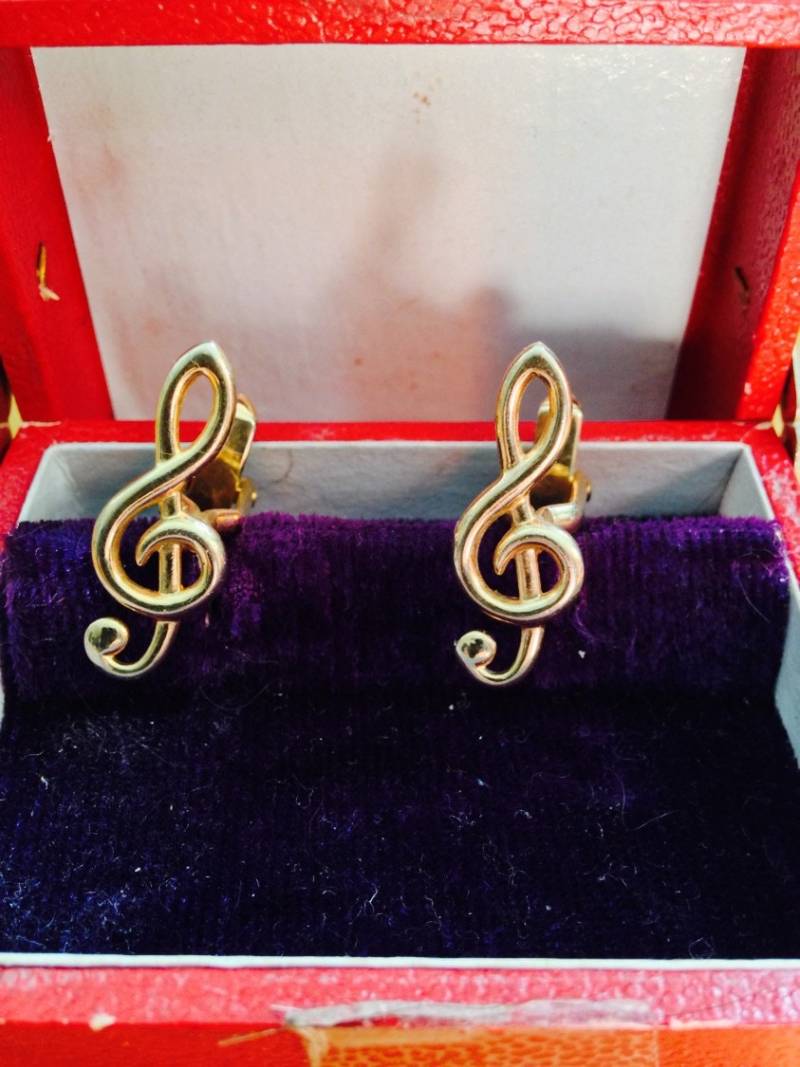 Musiknote 1950Er Jahre Manschettenknöpfe/Vintage Mit Men's Dressing Accessory von saltydogvintage