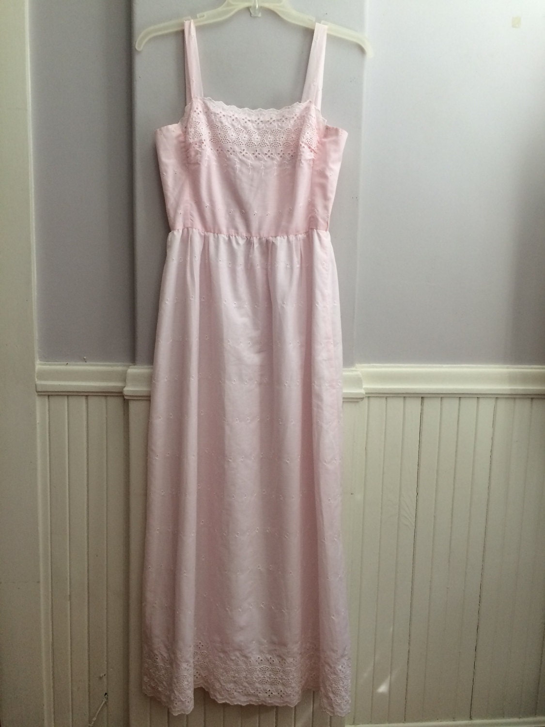 Sweet Sixteeen/Abschlussball /Quinceanera Kleid Teen Party Vintage Lanz Original Hübsches in Pink/Brautjungfer Kleid/ Palest Pink Langes Abendkleid von saltydogvintage