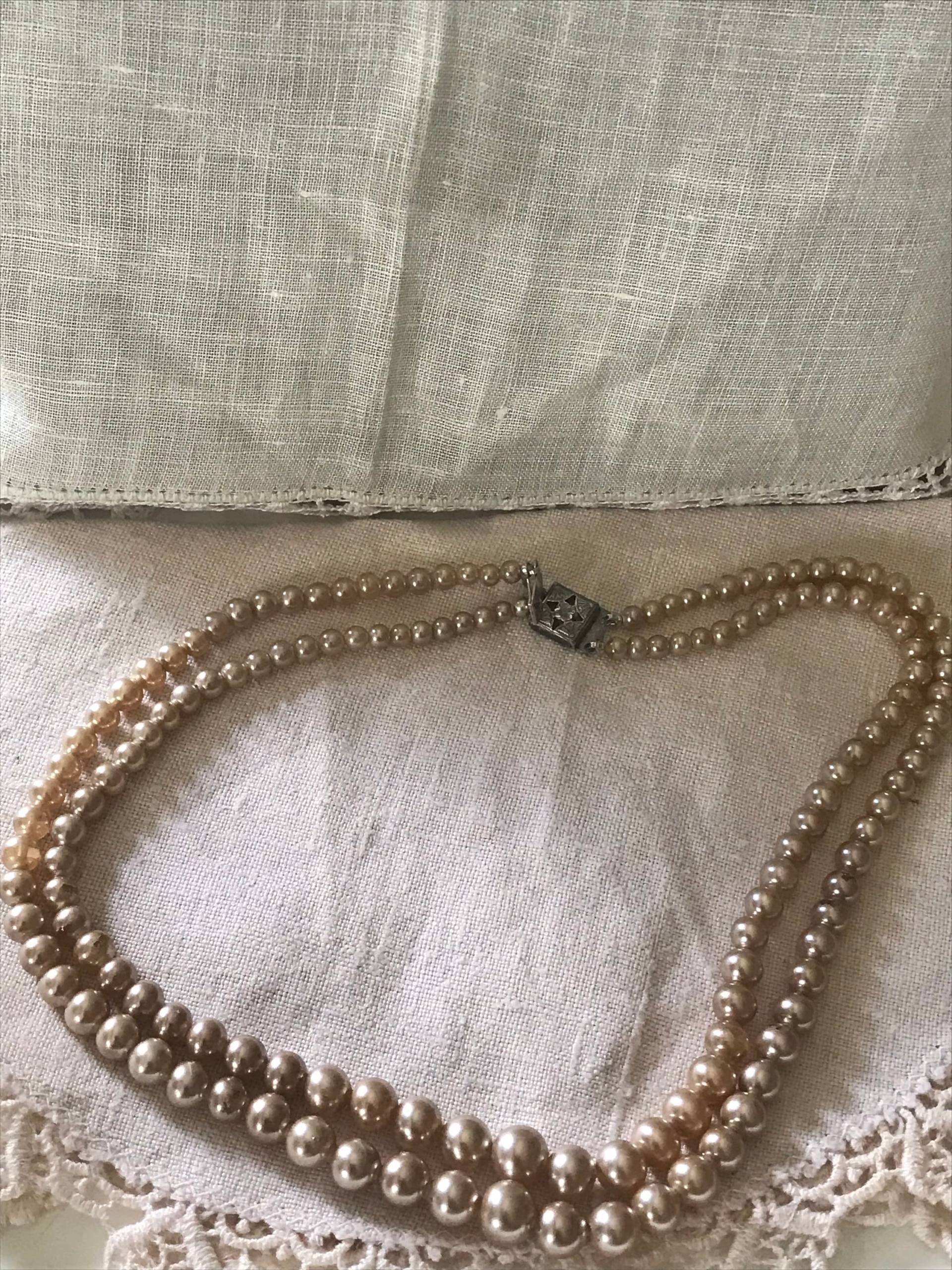 Vintage Faux Perlen Halskette/Ende Der 40Er Jahre Anfang 50Er Doppel Strang Perle 1940Er Anzug Dressing Accessoire von saltydogvintage