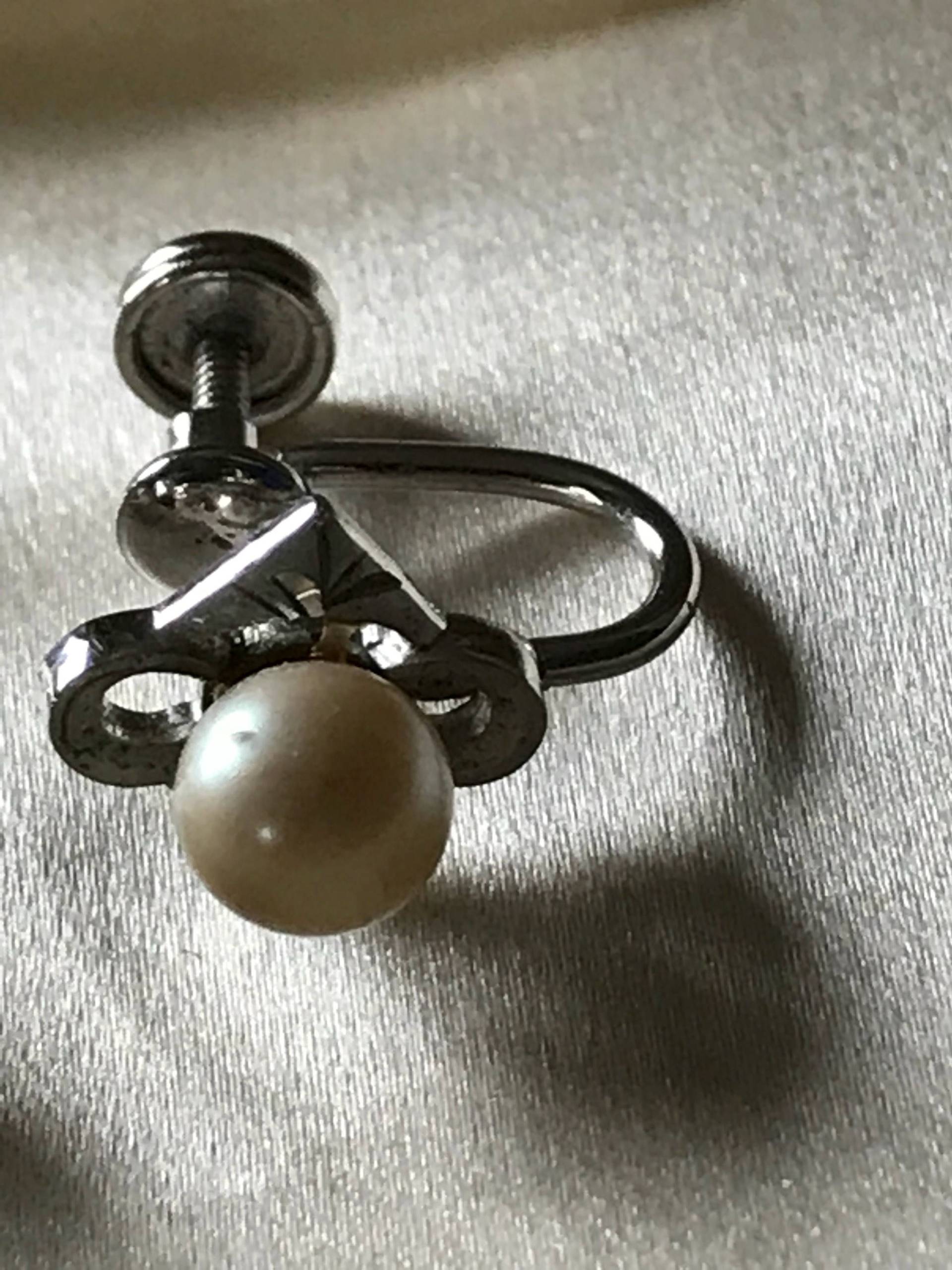 Vintage Ohrringe/Schraubverschluss Sterlingsilber Und Perle 1950Er -60Er Jahre Modeschmuck von saltydogvintage