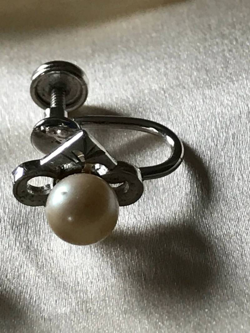 Vintage Ohrringe/Schraubverschluss Sterlingsilber Und Perle 1950Er -60Er Jahre Modeschmuck von saltydogvintage