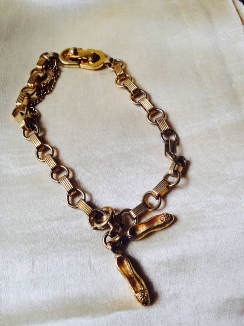 Vintage Signiertes Monet Ballettschuh-Charm-Armband/Monet-Armband Schuhcharm-Armband von saltydogvintage