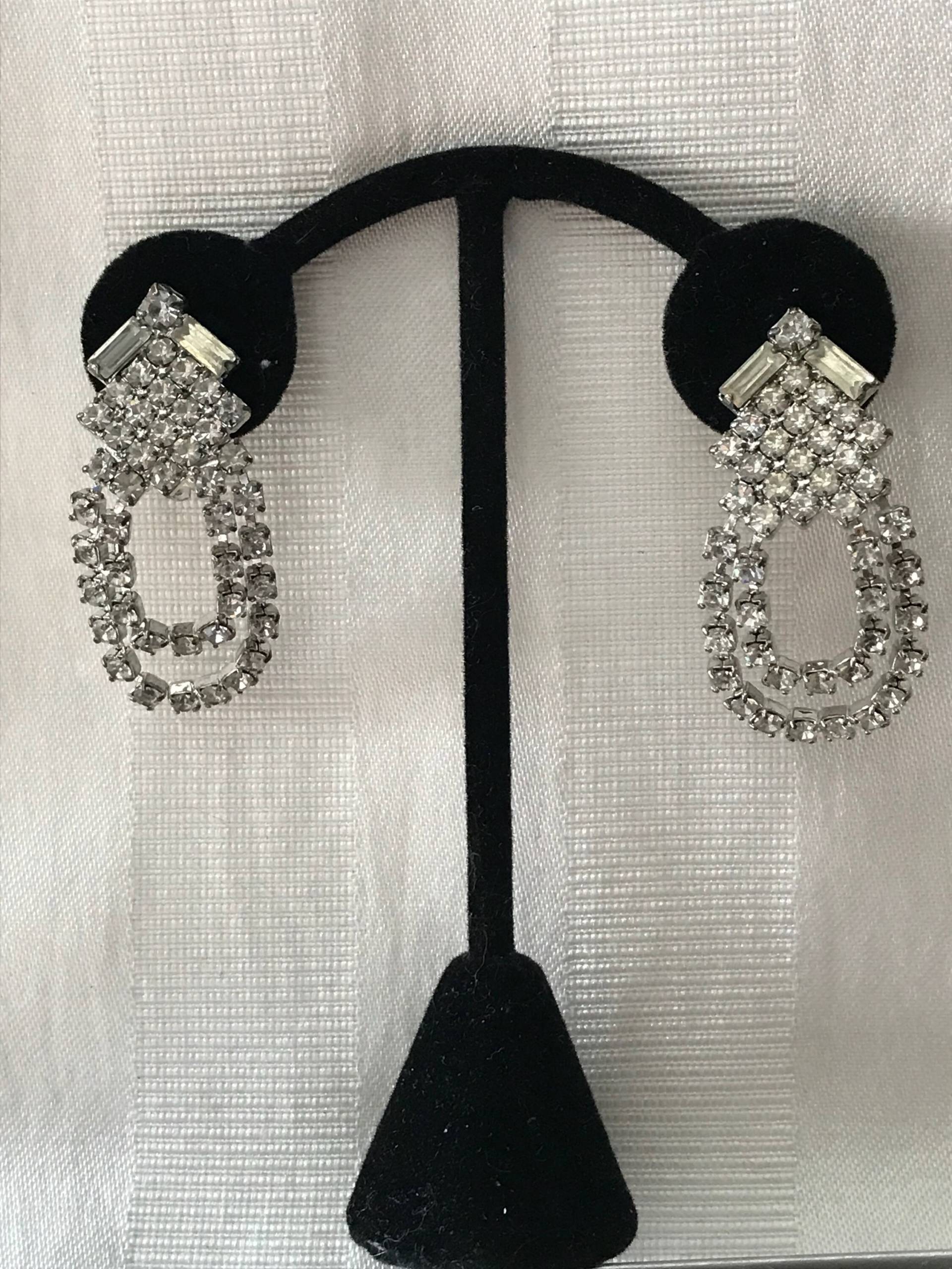 Vintage Strass Ohrclips 1980Er Jahre/Ohrhänger Schmuck von saltydogvintage