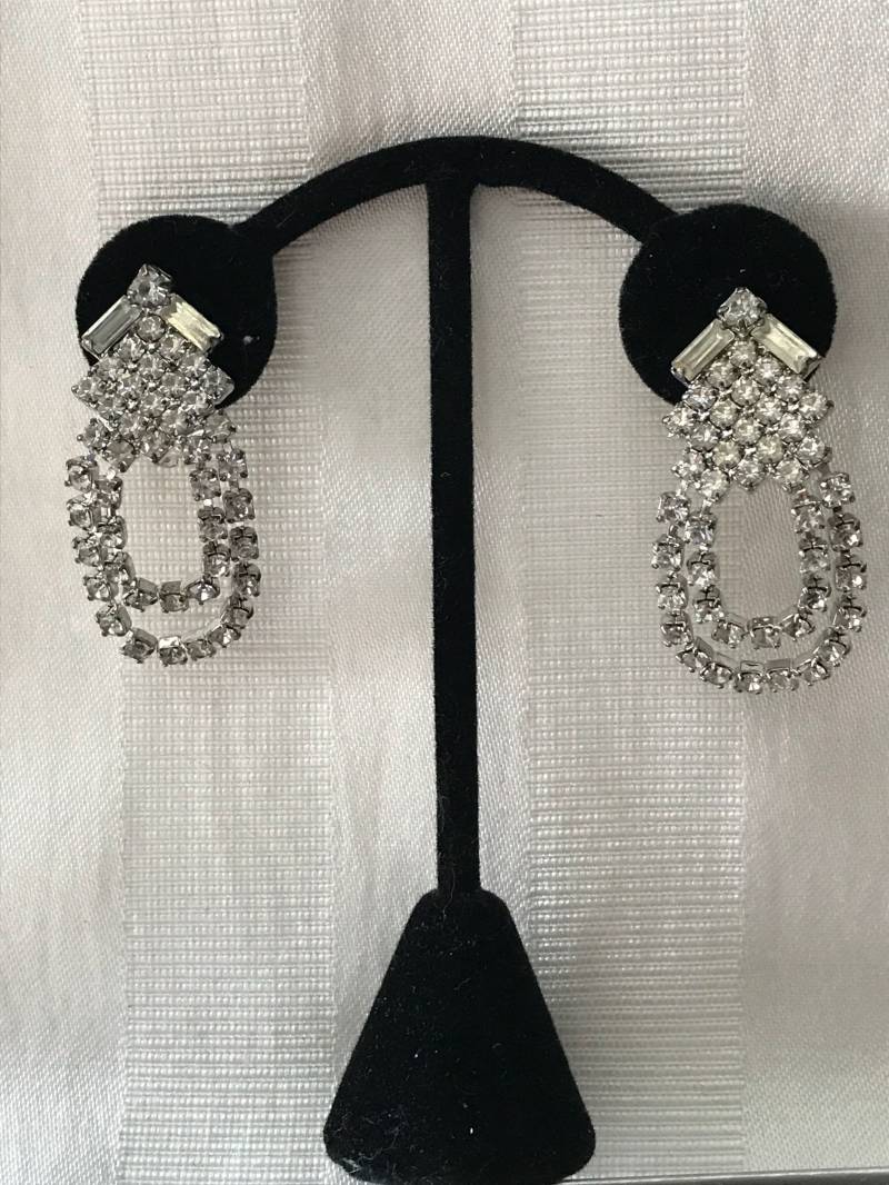 Vintage Strass Ohrclips 1980Er Jahre/Ohrhänger Schmuck von saltydogvintage