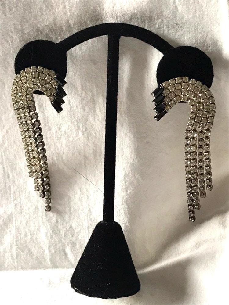 Vintage Strass Ohrhänger/Schulter Duster 1989Er Chandelier von saltydogvintage