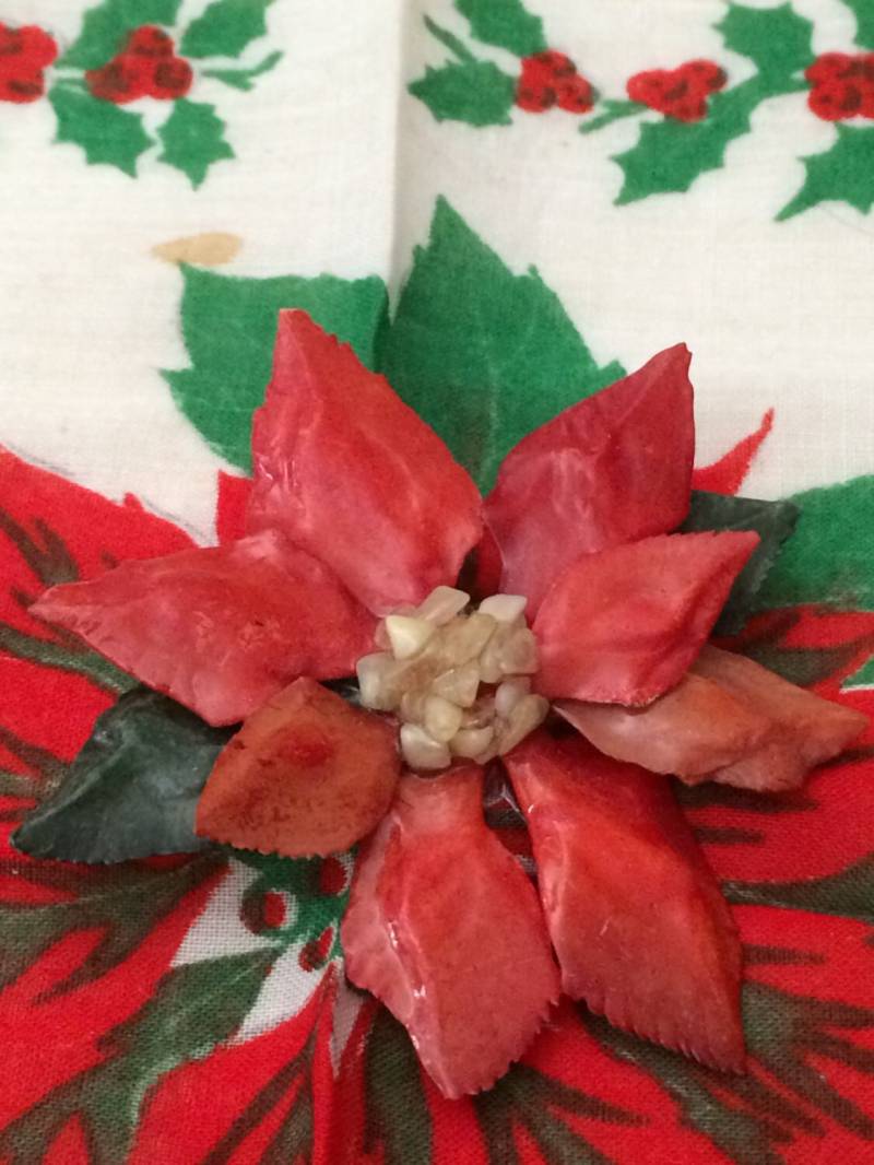 Weihnachten/Vintage Fischzähne Poinsettia Anstecker Bio-Weihnachtsstern Brosche Ungewöhnliche Saisonale Weihnachtsstern von saltydogvintage