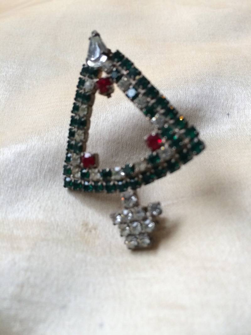 Weihnachten/Vintage Weihnachtsbaum Anstecknadel Bunter Strass Pin von saltydogvintage
