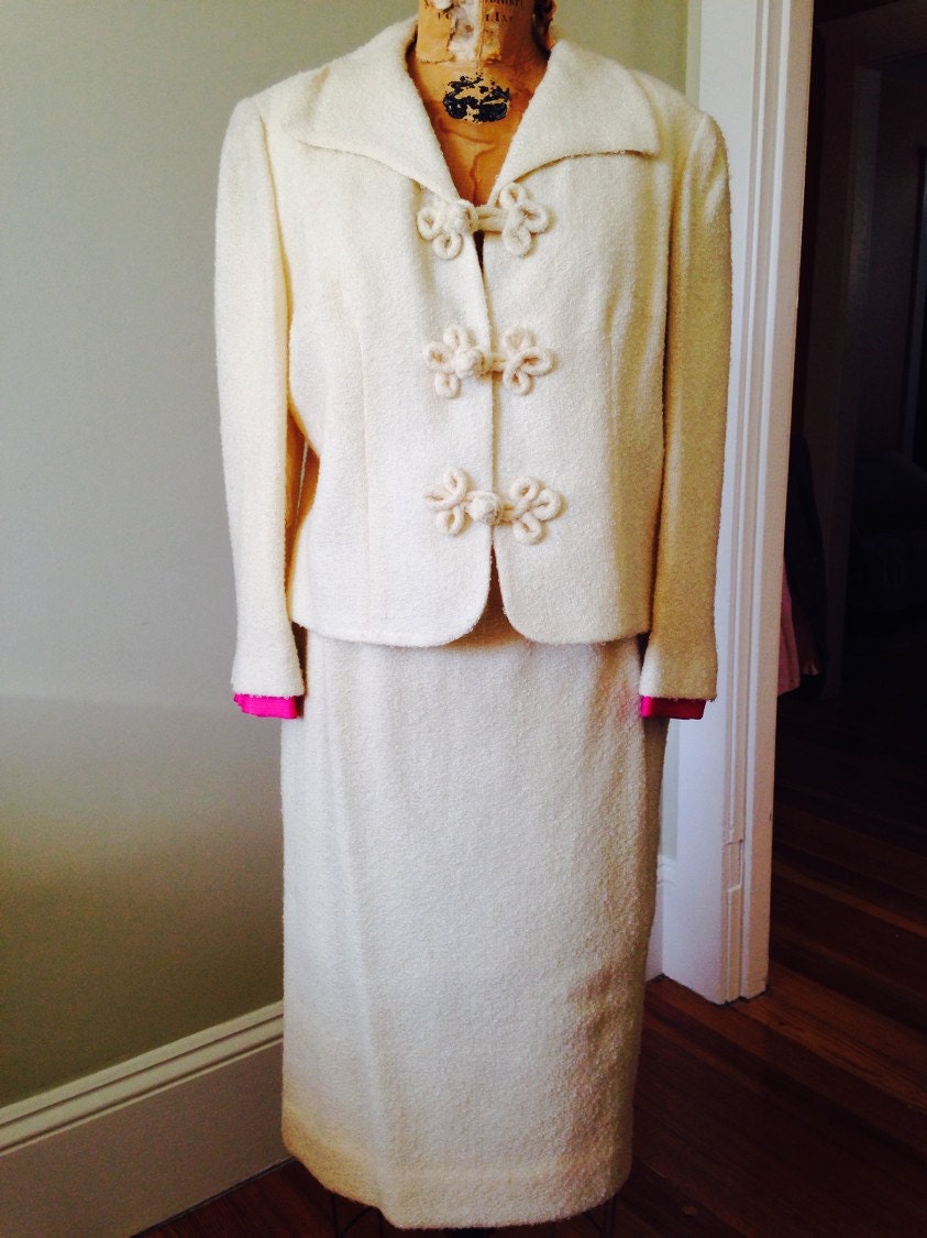 Winterweiße Light Weight Wolle 2Tlg. Anzug von saltydogvintage