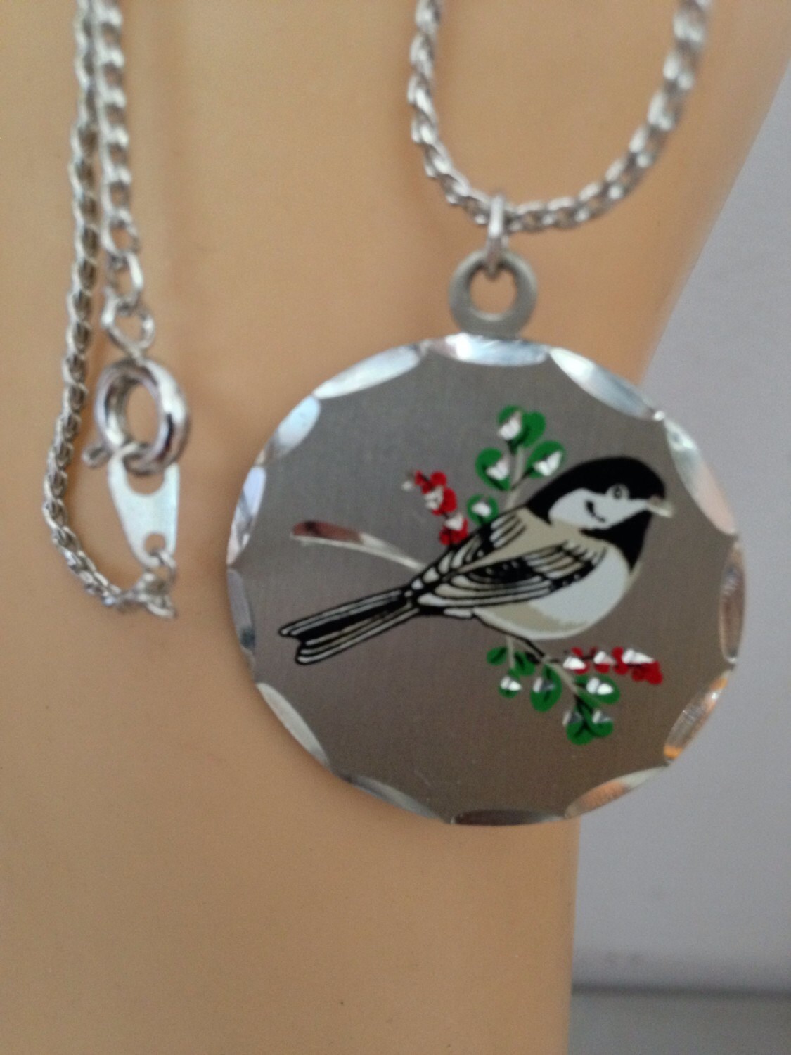 Zinn Vogel Halskette/Vogelbeobachter Schmuck von saltydogvintage