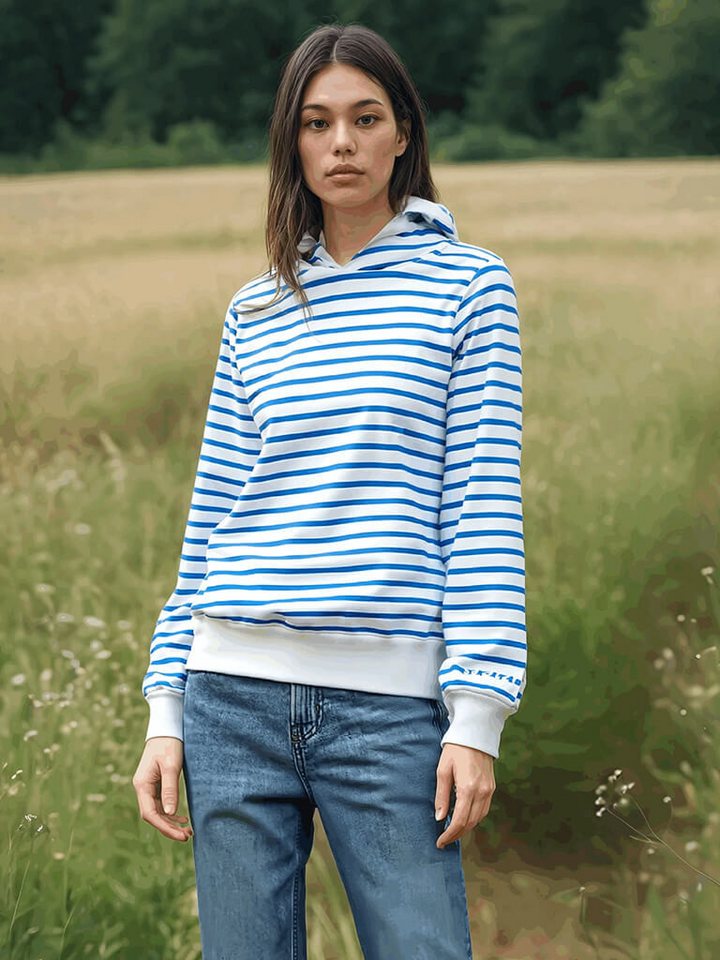 salzhaut Kapuzenpullover Damen Hoodie Unnerwapp mit Streifen - Gestreifter Pullover mit Kapuze von salzhaut